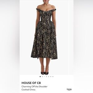 NWT House of CB Black and Gold A-Line Dress